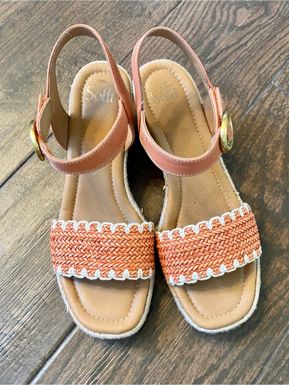 Sofft Inez Wedges Papaya/Orange Leather 8.5